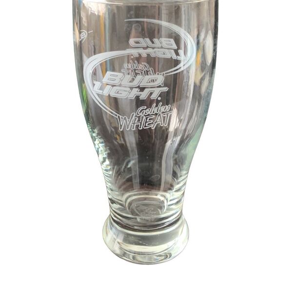 Pre Owned Budweiser BUD LIGHT GOLDEN WHEAT Pilsner Glass Rare Vintage HTF - Picture 5 of 11